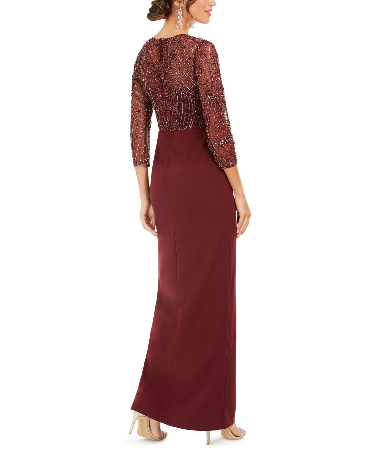 Adrianna Papell Women's Beaded Column Gown Red Size 16