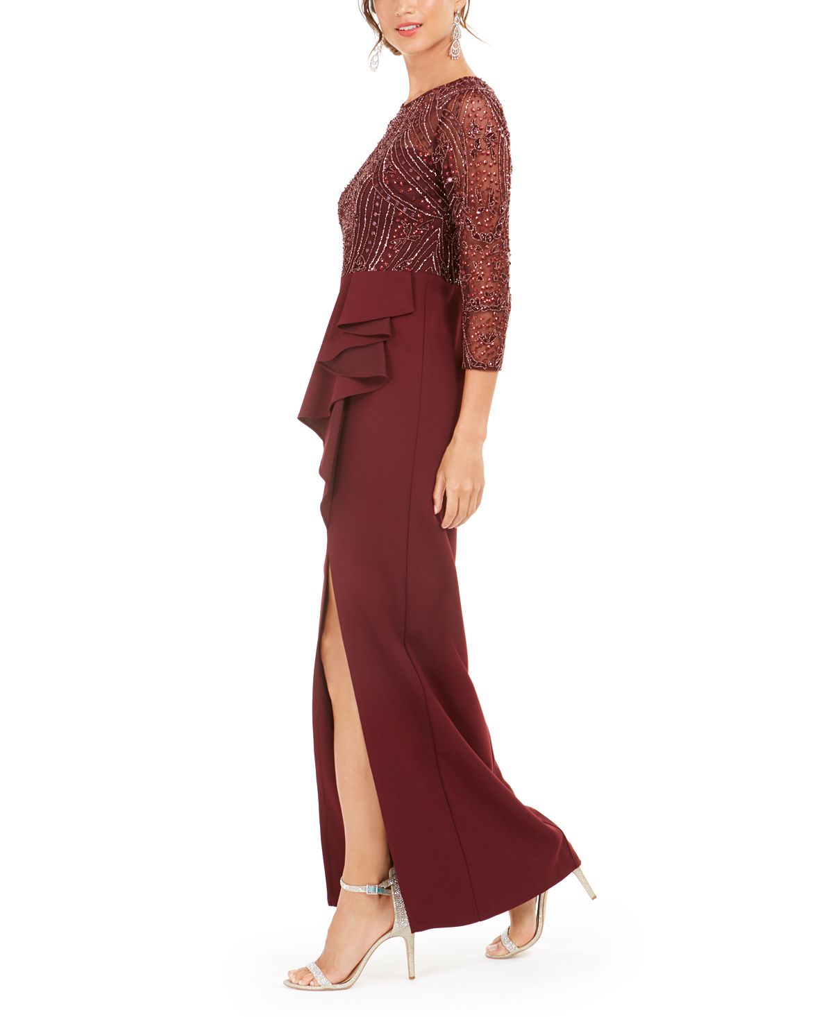 Adrianna Papell Women's Beaded Column Gown Red Size 16