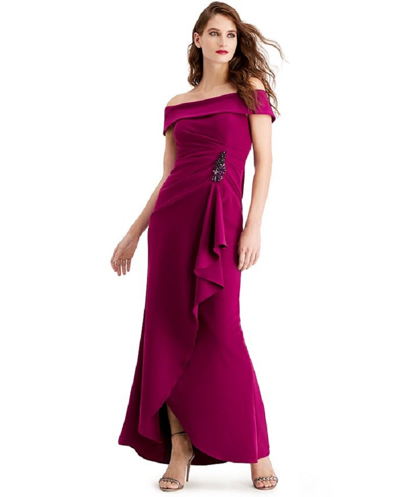 Adrianna Papell Women's Cascade Ruffle Gown Pink Size 10