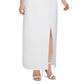 Adrianna Papell Women's Slitted Tuxedo Sleeveless Off Shoulder Maxi Evening Sheath Dress White Size 10