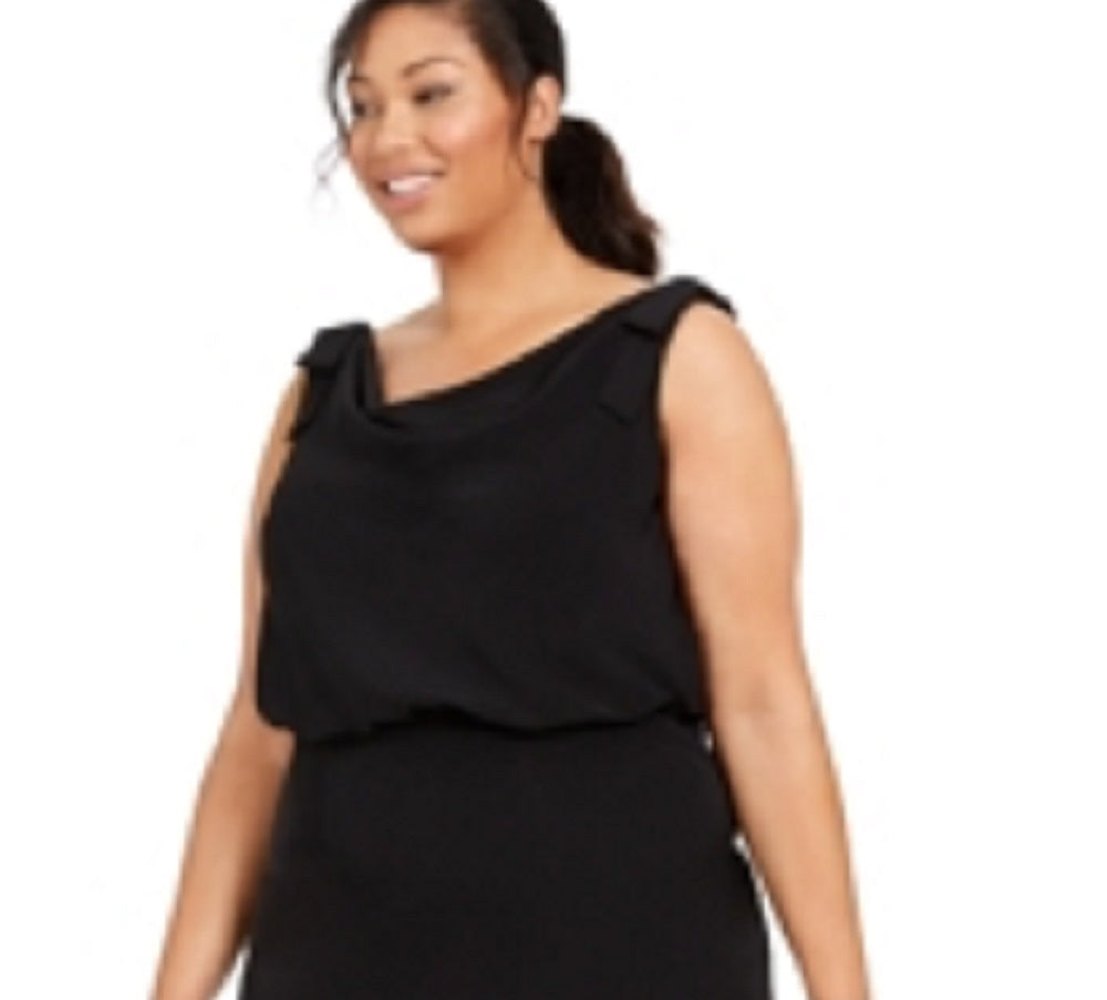 Adrianna Papell Women's Blouson Cowl Neck Gown Black Size 20