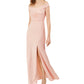 Adrianna Papell Women's Off The Shoulder Crepe Gown Pink Size 2
