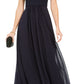 Adrianna Papell Women's Off The Shoulder Chiffon Gown Blue Size 8