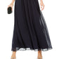 Adrianna Papell Women's Off The Shoulder Chiffon Gown Blue Size 14