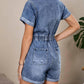 Aapparella - Short Sleeve Denim Button Front Romper