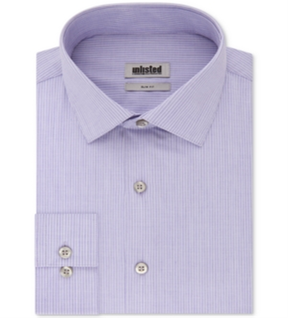 Kenneth Cole Reaction Men's Slim Fit Stripe Dress Shirt Purple Size XL