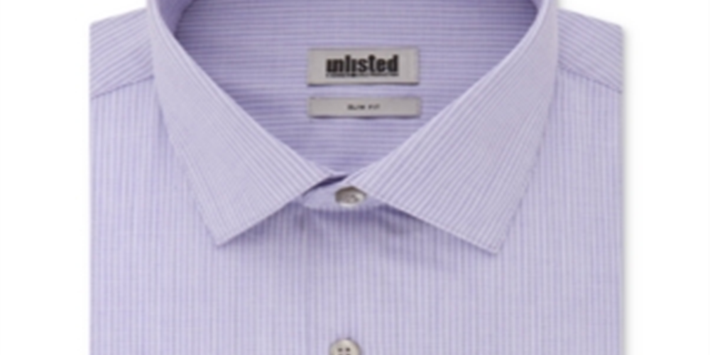 Kenneth Cole Reaction Men's Slim Fit Stripe Dress Shirt Purple Size XL