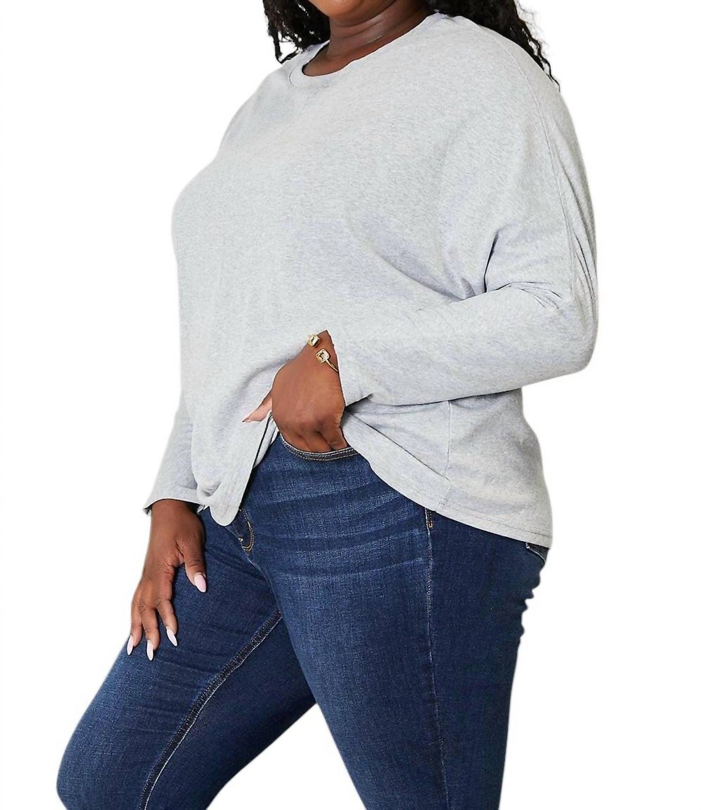 Double Take - Seam Detail Round Neck Top with Sheer Sleeves