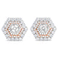 14K Rose and White Gold 1 7/8 Cttw Round Diamond Double Halo Earring Jacket for 6mm Round Studs (G-H Color, VS2-SI1 Clarity)