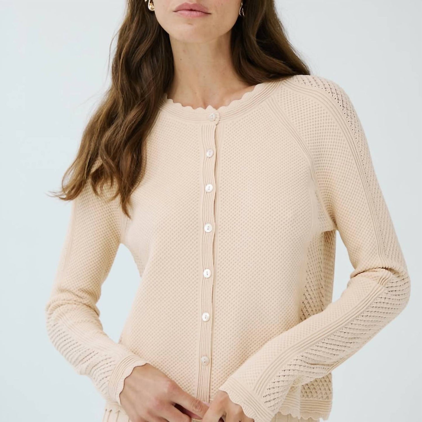 Autumn Cashmere - Mixed Stitch Mesh Cardigan