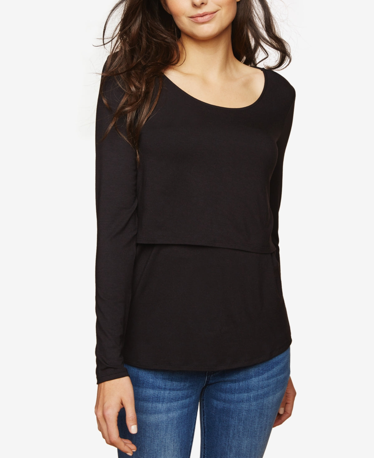 Motherhood Maternity Women's Tiered Nursing Top Black Size Medium
