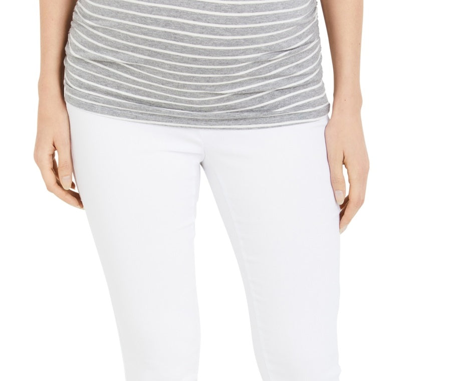 Motherhood Maternity Women's The Maia Secret Fit Belly Skinny Ankle Pants White Size Medium
