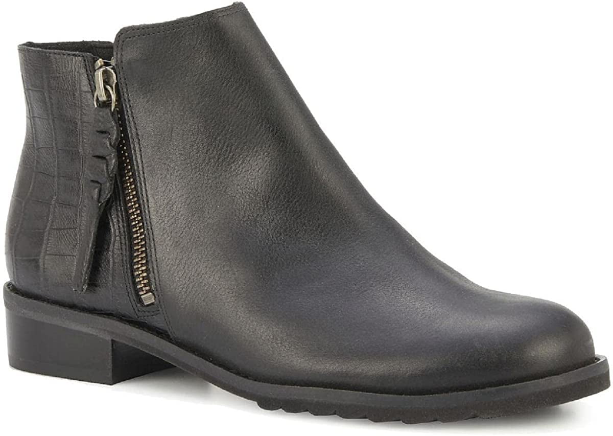 Walking Cradles Women's Kason Round Toe Ankle Clog Boots Light Tumbled Dressy Croco Black Size 5 M (B)
