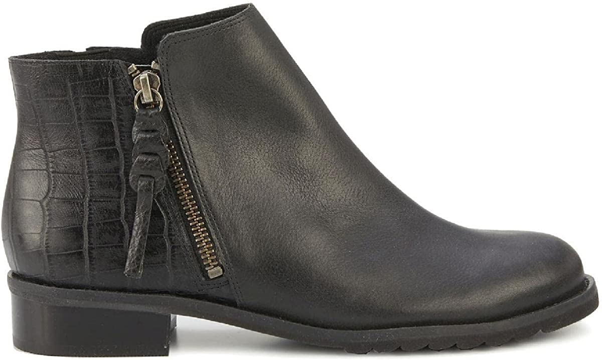 Walking Cradles Women's Kason Round Toe Ankle Clog Boots Light Tumbled Dressy Croco Black Size 5 M (B)