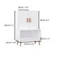 Toy Storage Cabinet With Doors And Open Shelf, Toddler Bookshelf For Playroom - White
