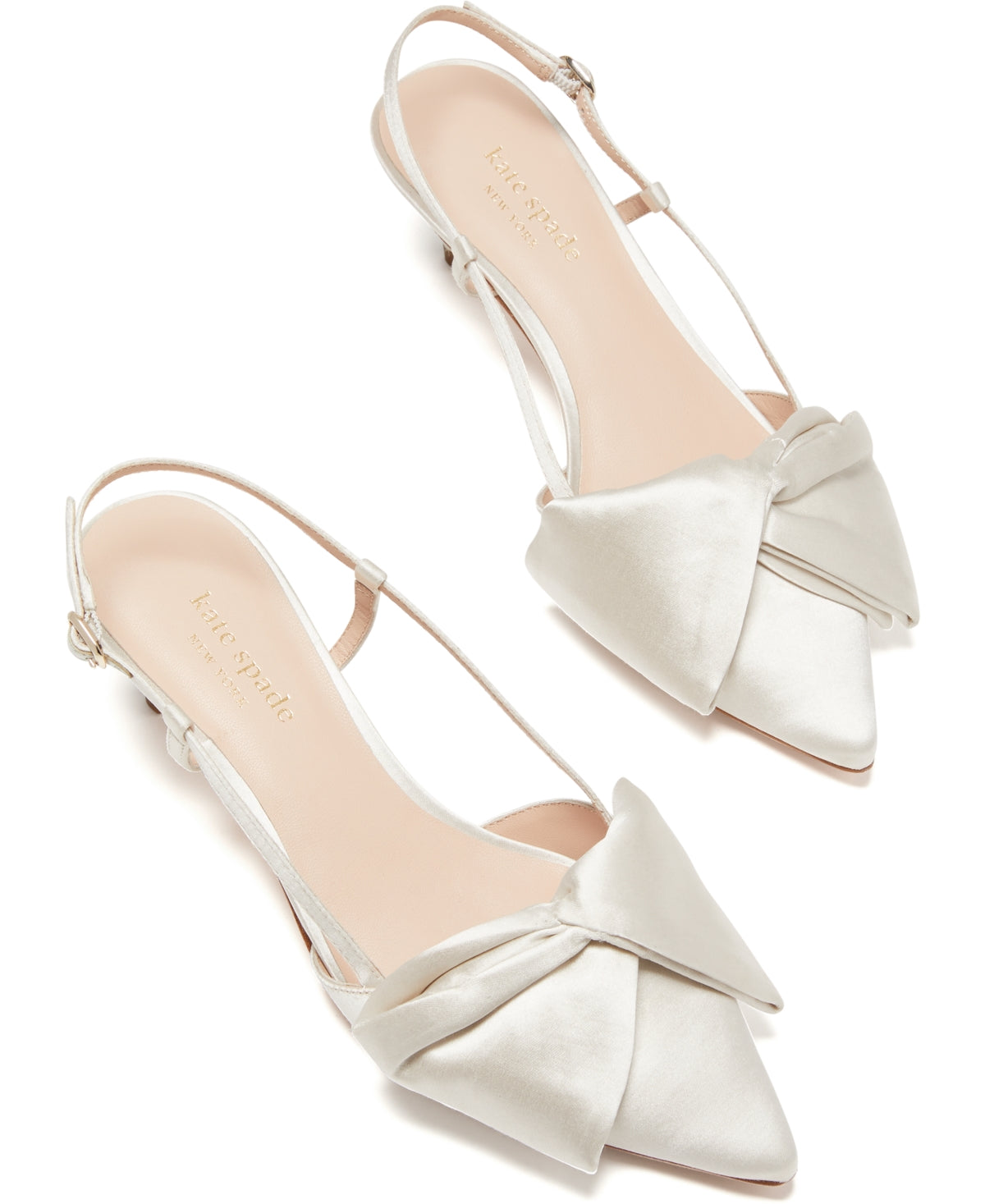 Kate Spade New York Women's Marseille Bow Pointed Toe Slingback Pump White Size 8 B
