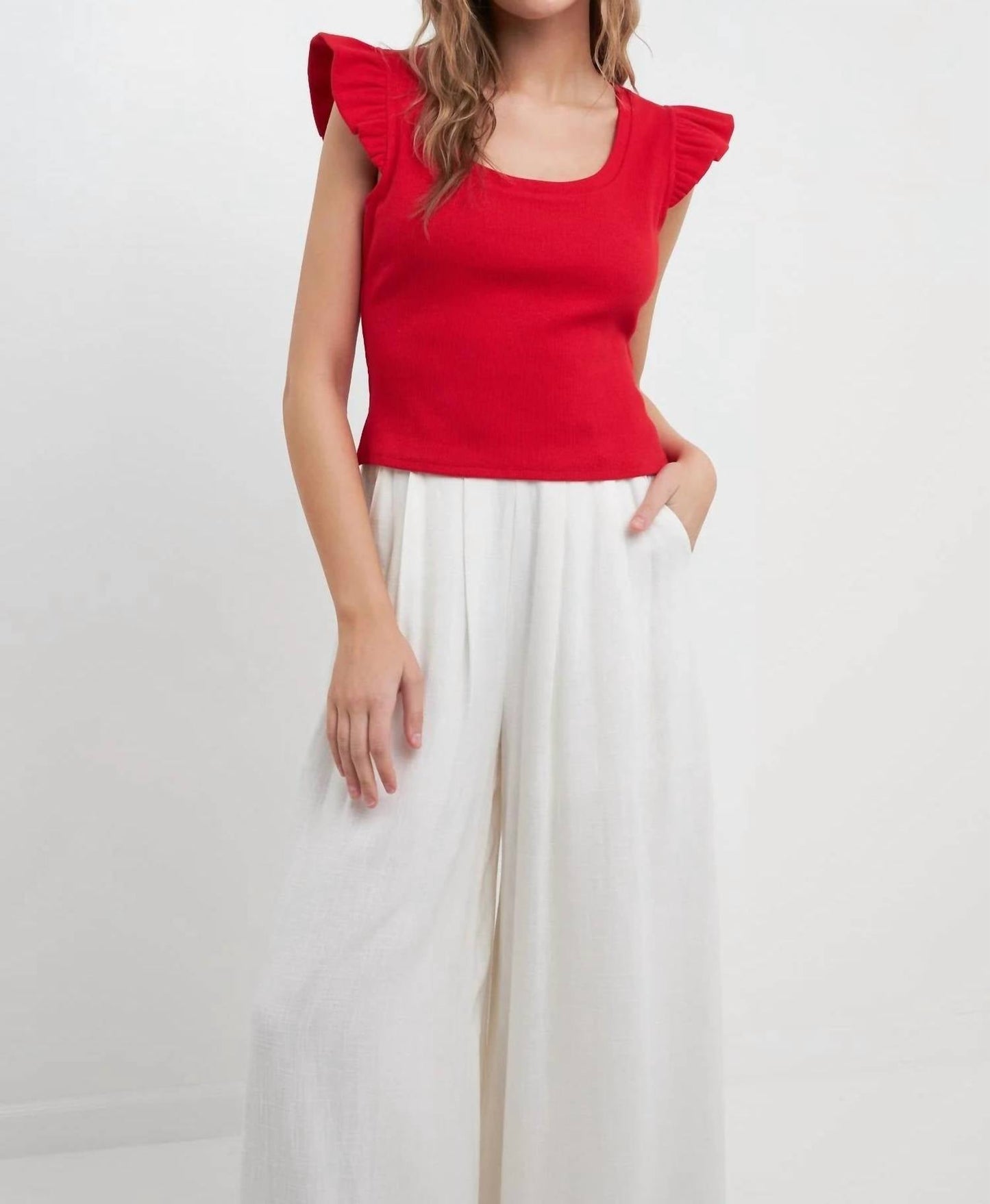 2.7 August Apparel - U-neckline Ribbed Knit Top