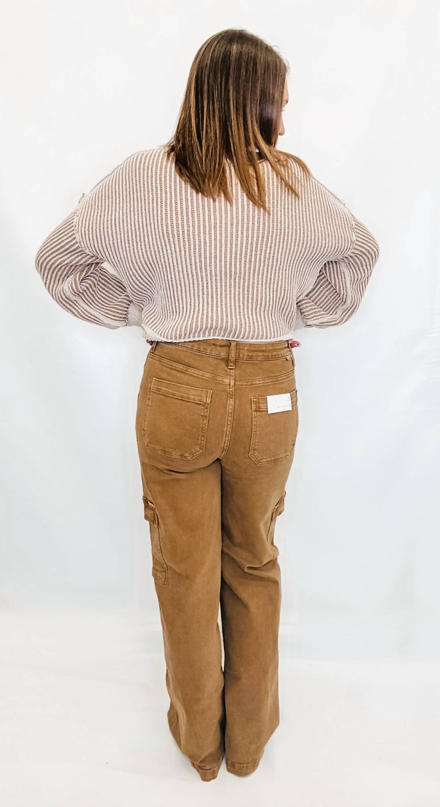 Risen - High Rise Wide Cargo Pocket Jeans