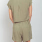 Trendsi - Very J Woven Cropped Top & Waist Tie Shorts Set