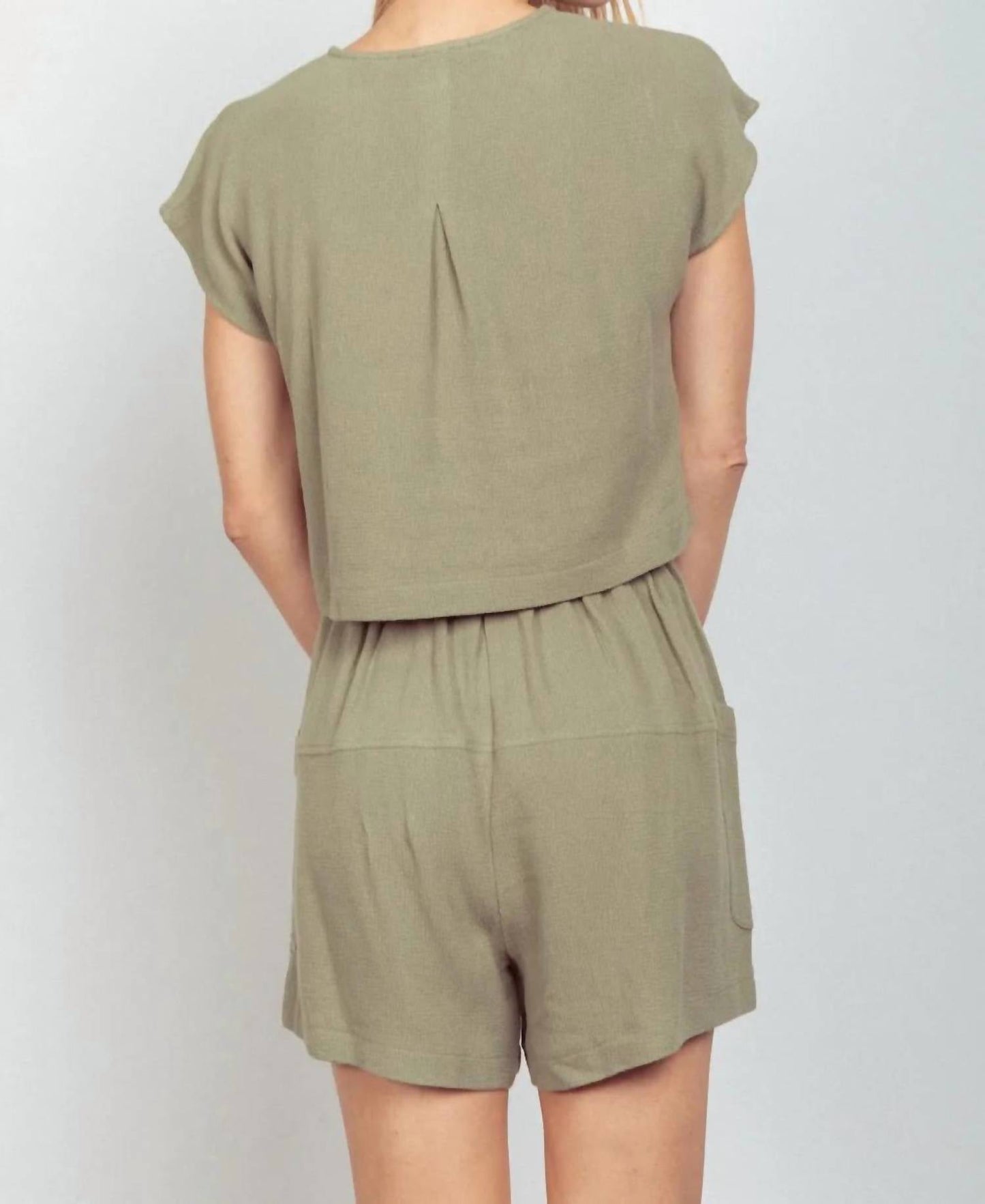 Trendsi - Very J Woven Cropped Top & Waist Tie Shorts Set
