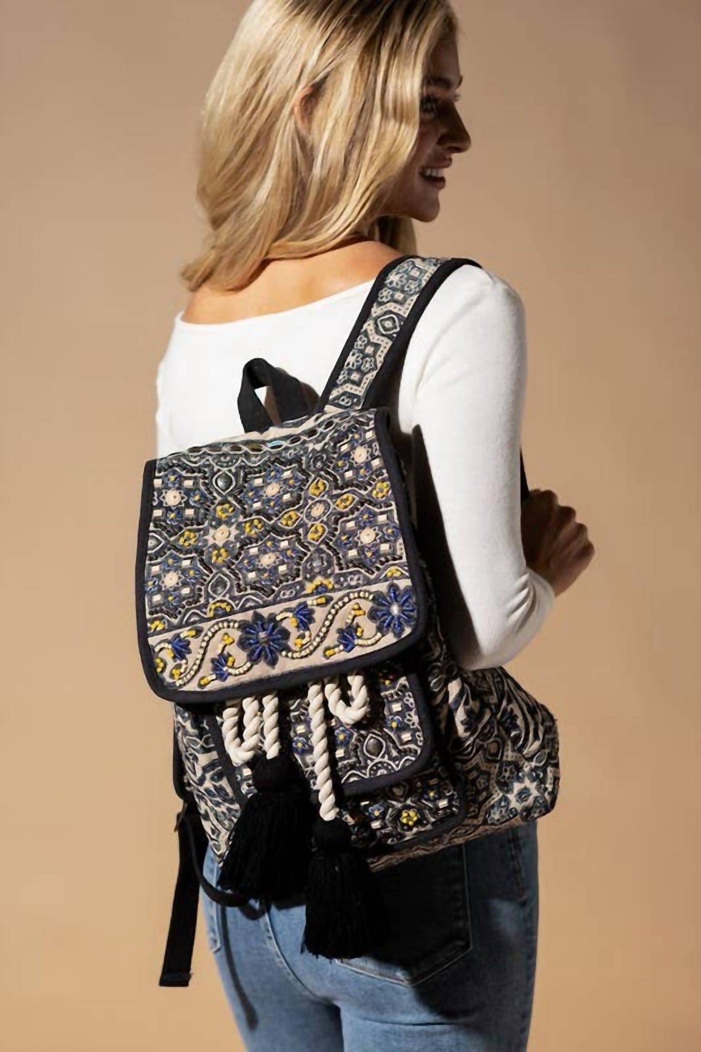 Urbanista - Women's Hand-Beaded Front Pocket Backpack