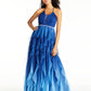 Teeze Me Women's Embellished Ruffled Glitter Mesh Gown Dress Blue Size 11
