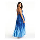 Teeze Me Women's Embellished Ruffled Glitter Mesh Gown Dress Blue Size 11