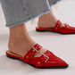 Let'S See Style - Women's Double Buckle Strap Pointed Toe Flat Mules