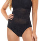 Profile By Gottex Women's Sheer Pleasure High Neck One Piece Swimsuit Black Size 40