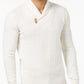 Sean John Men's Ribbed Shawl Collar Sweater White Size XX-Large