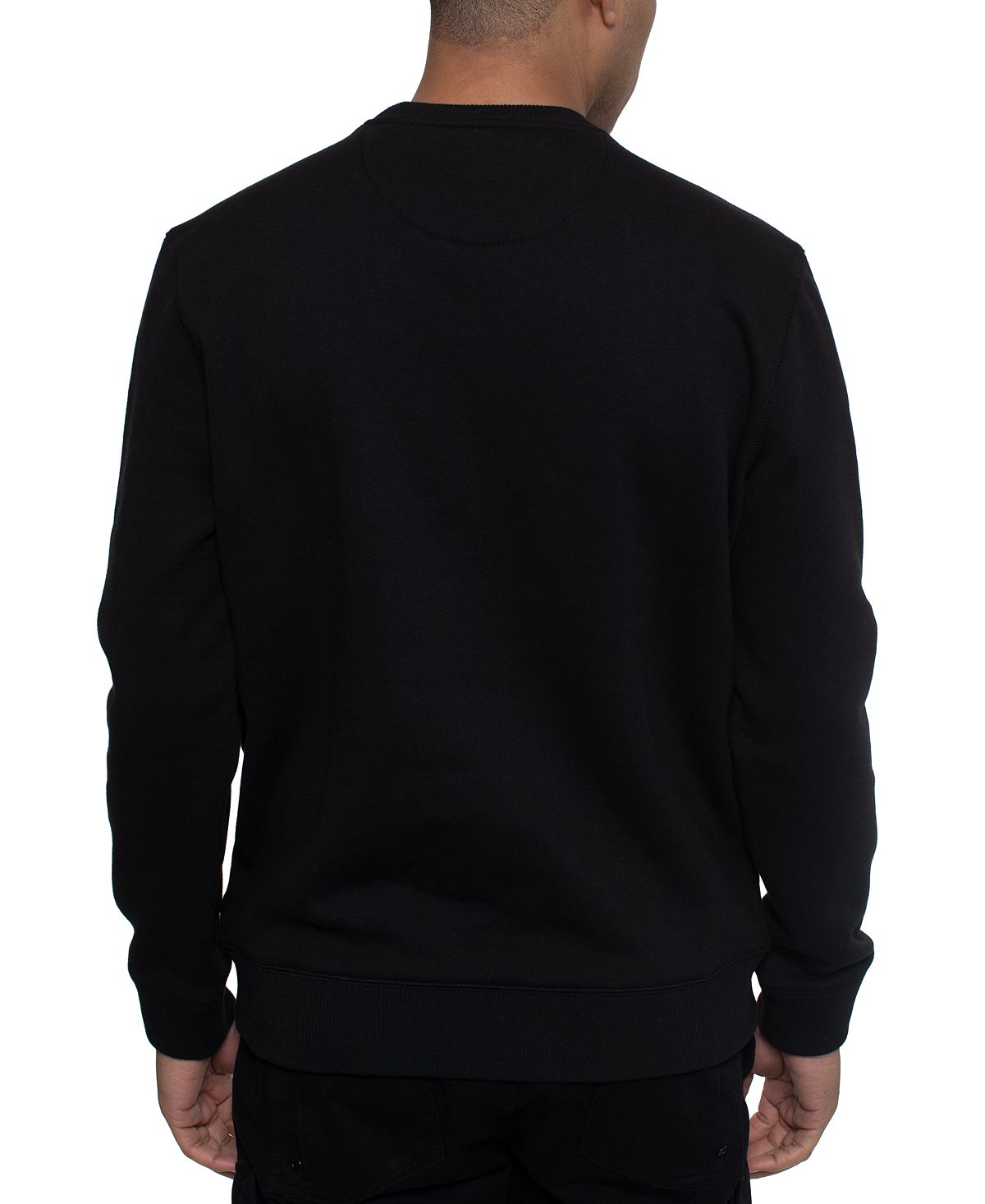 Sean John Men's Long Sleeve Printed Crewneck Sweater Black Size XXXX-Large