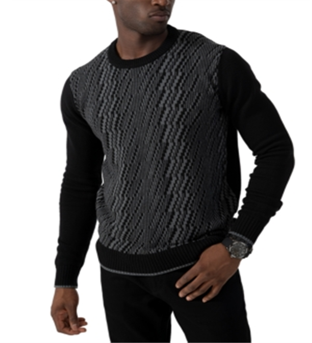 Sean John Men's Textured Knit Sweater Gray Size Small
