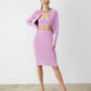 GSTQ Ribbed Side Slit Pencil Skirt Pink M L