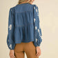 &Merci - Floral Embroidery Babydoll Top