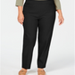 Alfred Dunner Women's Plus Classic Allure Tummy Control Pull on Short Length Pants Black Size 16W