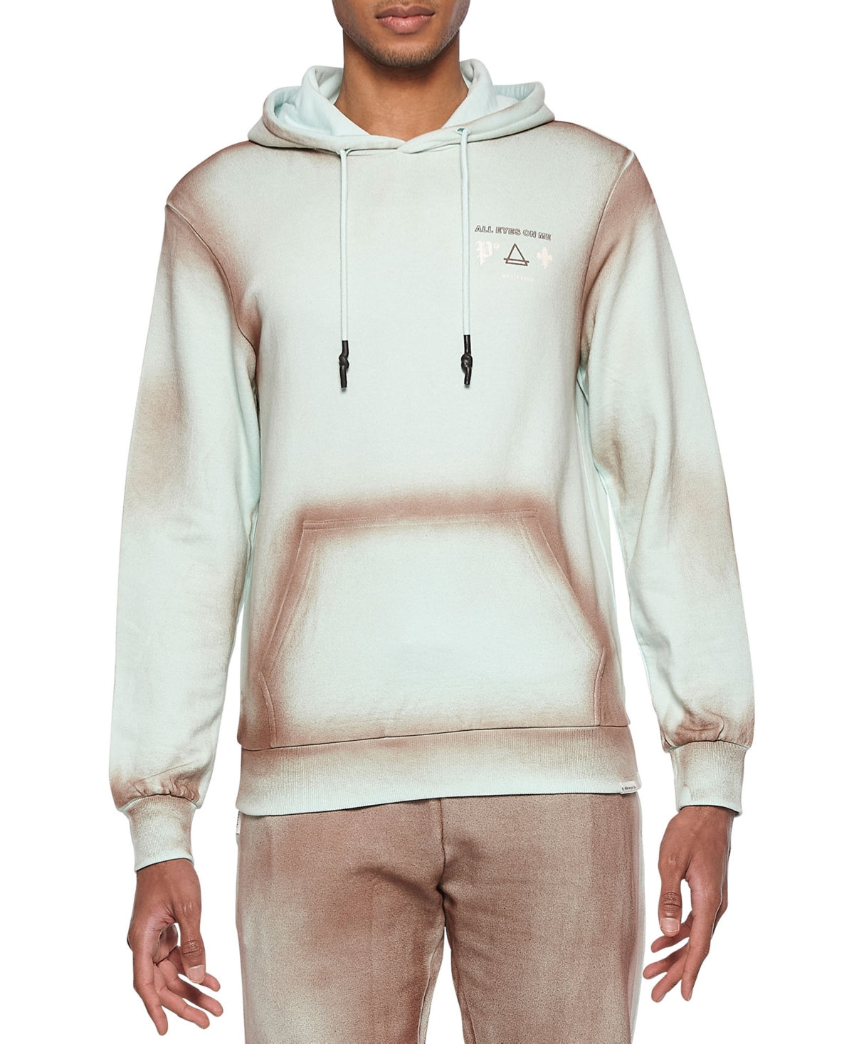 Elevenparis Men's Spray Paint Cotton Hoodie Brown Size X-Large