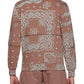 elevenparis Men's Paisley Print Zip Hoodie Brown Size Large