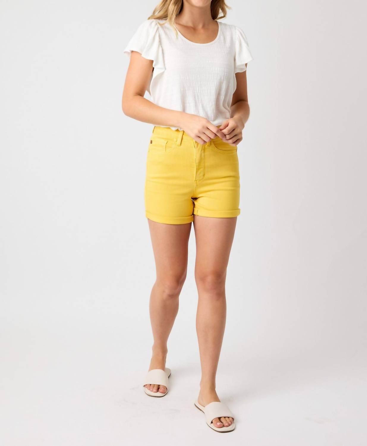 Judy Blue - Women's High Waist Tummy Control Garment Dyed Shorts