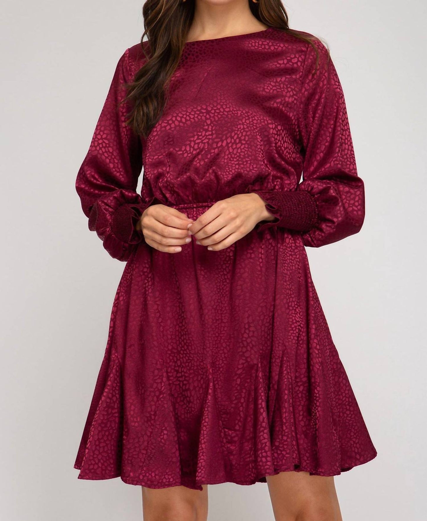 She + Sky - Animal Jacquard Godet Dress
