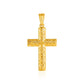 14k Yellow Gold Reversible Textured Cross Pendant