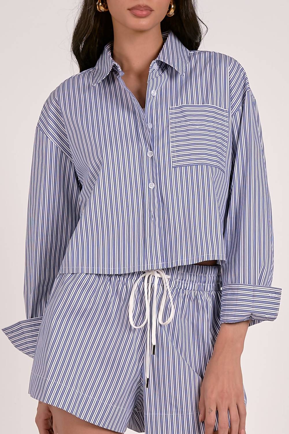 Elan - Button Down Crop Top