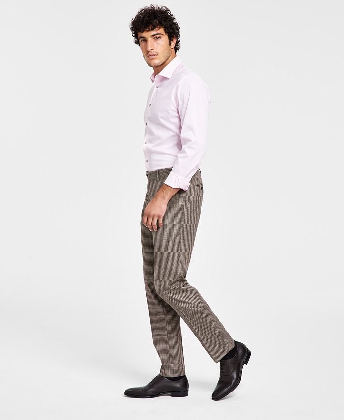 Bar III Men's Slim Fit Check Suit Separate Pants Brown