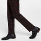 Bar III Men's Slim Fit Plaid Suit Separate Pants Red Size 30X32