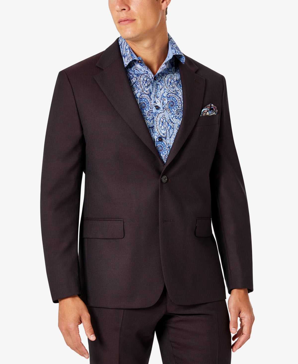 Tallia Men's Classic Fit Wool Suit Separate Jacket Red Size 42