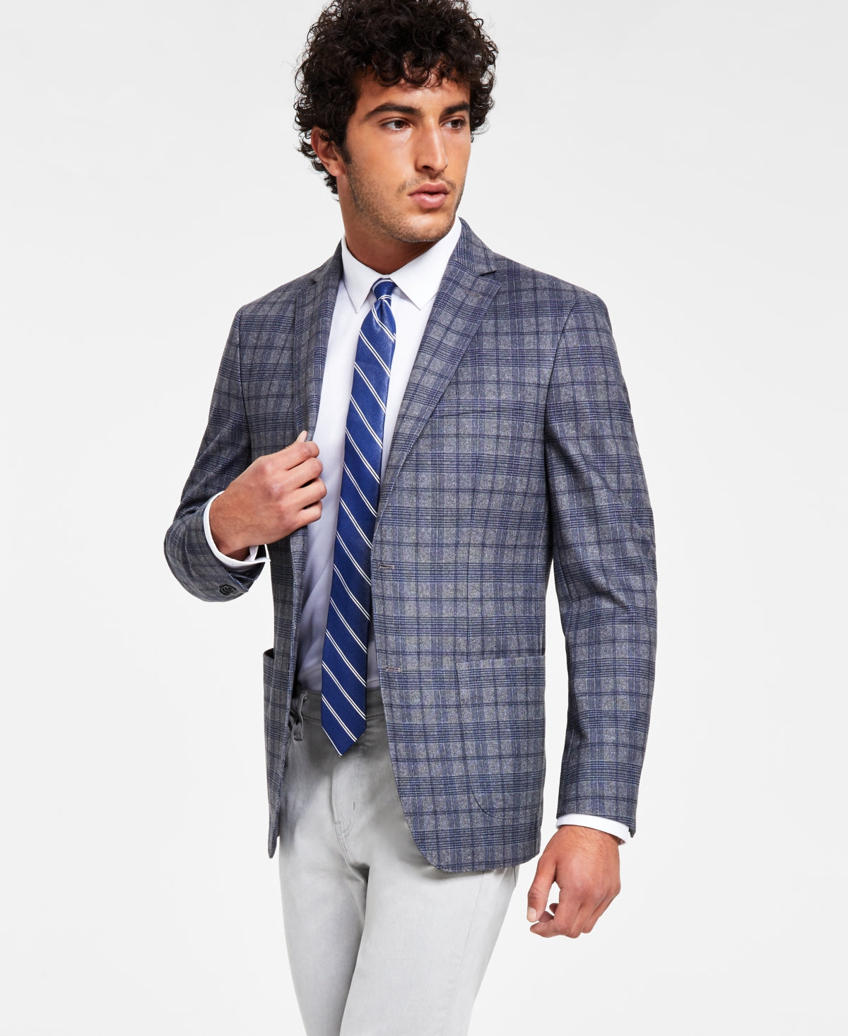 Bar III Men's Slim-Fit Gray Knit Blazer Gray Size 38