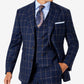Tayion Collection Men's Classic Fit Wool Suit Jacket Blue Size 46