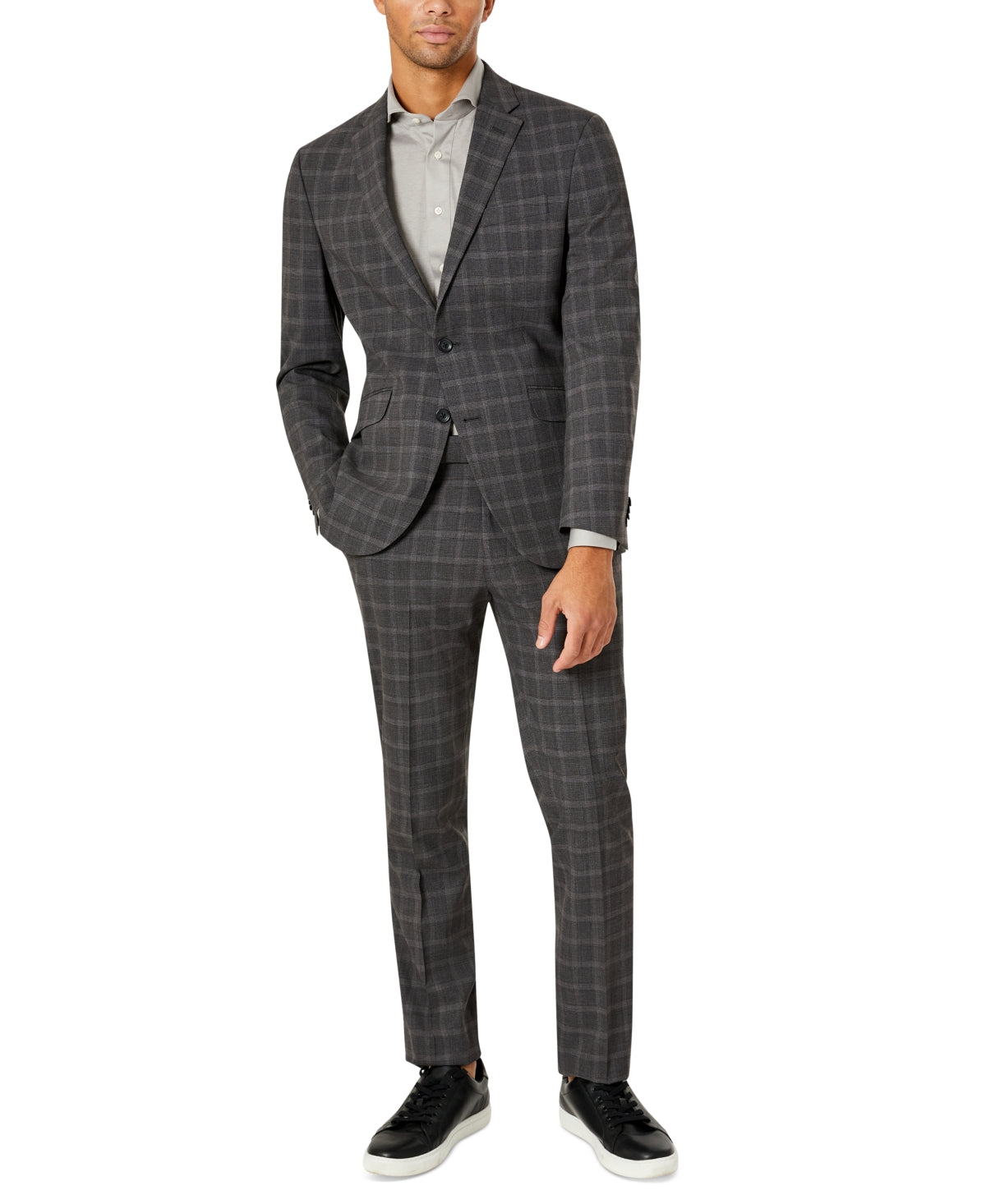 Kenneth Cole Reaction Men's Slim Fit Ready Flex Stretch Suit Gray Size 44