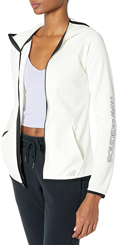 New Balance Women's Core Fleece Full Zip Hoodie Sea Salt Size Small