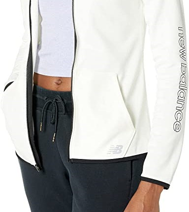 New Balance Women's Core Fleece Full Zip Hoodie Sea Salt Size Small