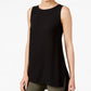 Eileen Fisher Women's Silk Crepe Bateau Neck Shell Black Size Large